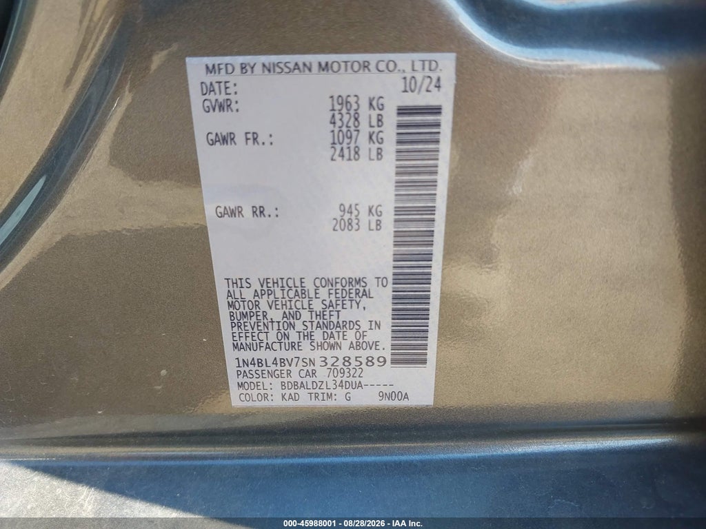 2025 Nissan Altima S FWD photo 9