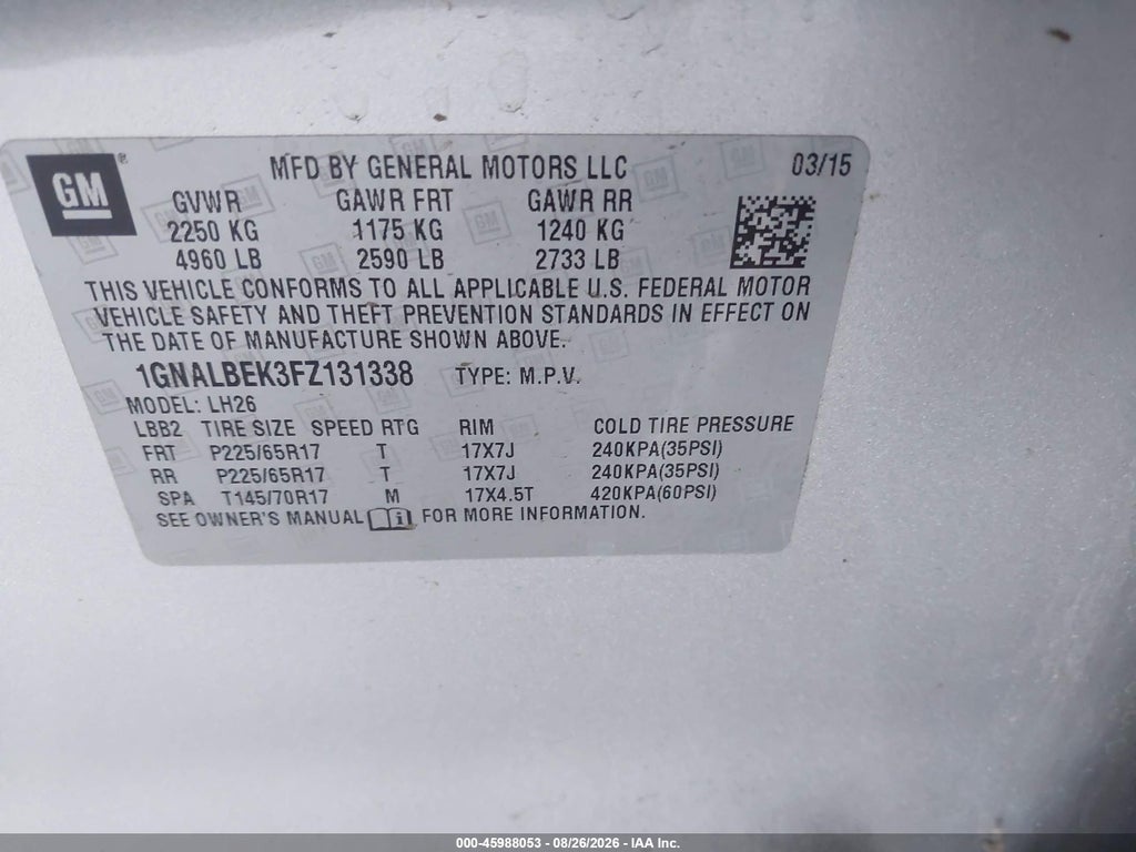 2015 Chevrolet Equinox LT photo 9