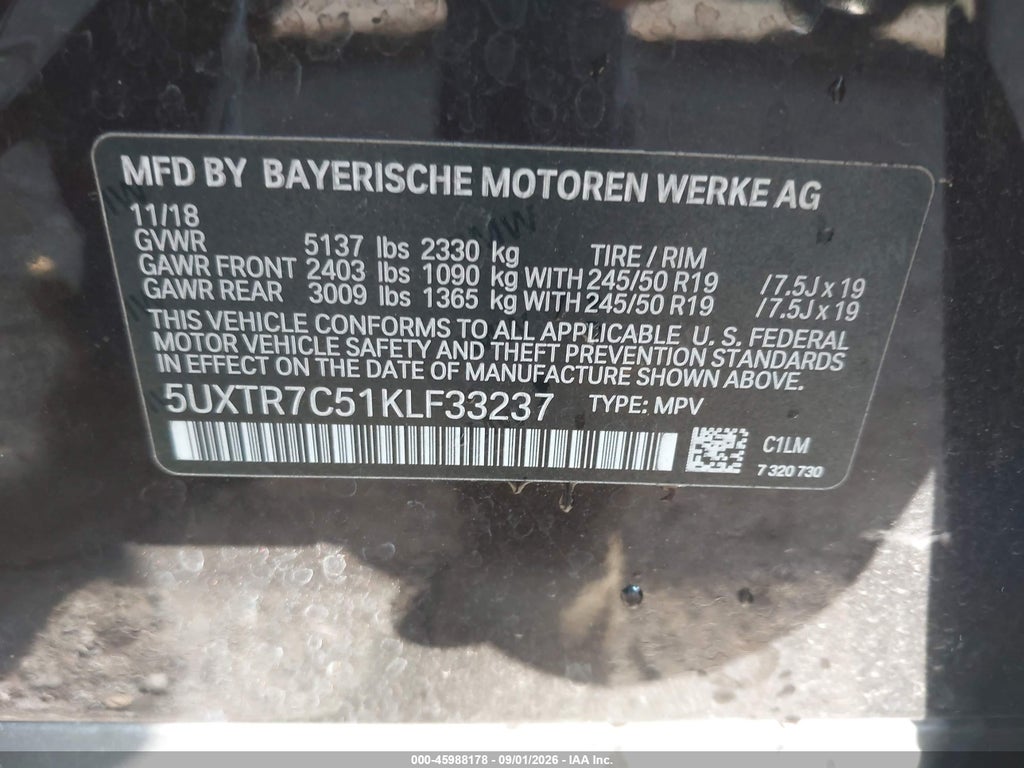 2019 BMW X3 SDRIVE30I photo 9