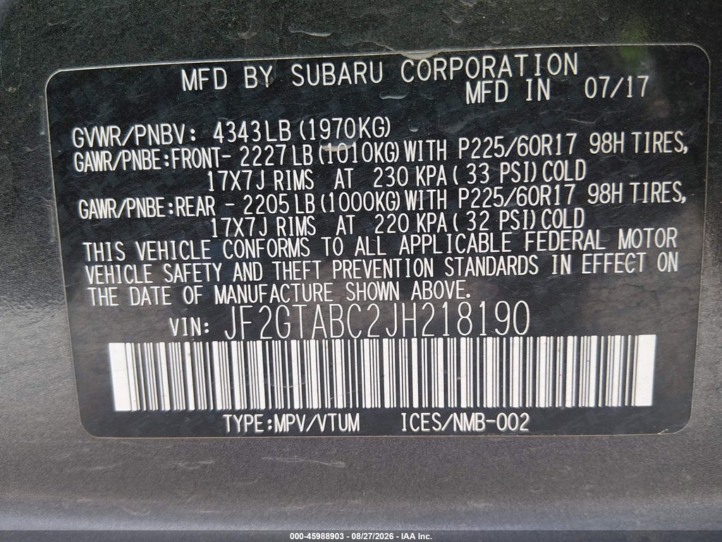 2018 Subaru Crosstrek 2.0I Premium photo 9