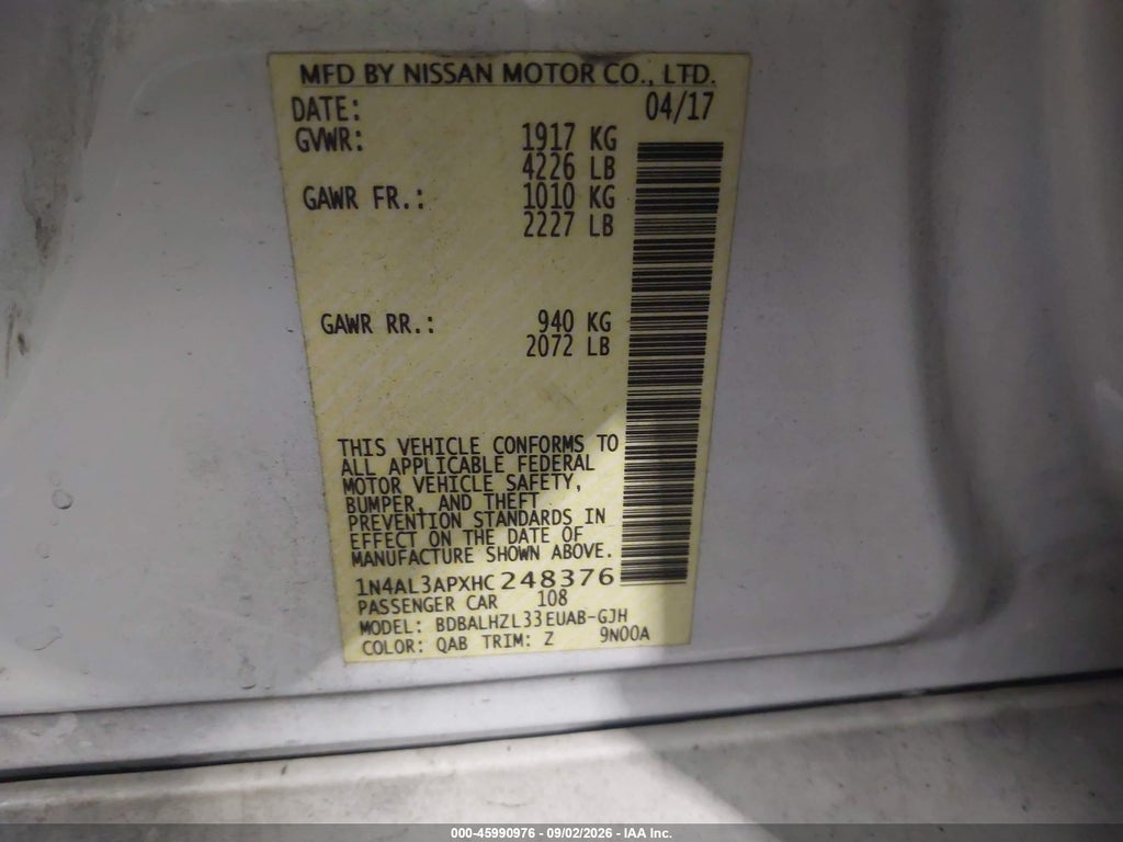 2017 Nissan Altima 2.5 SR photo 9