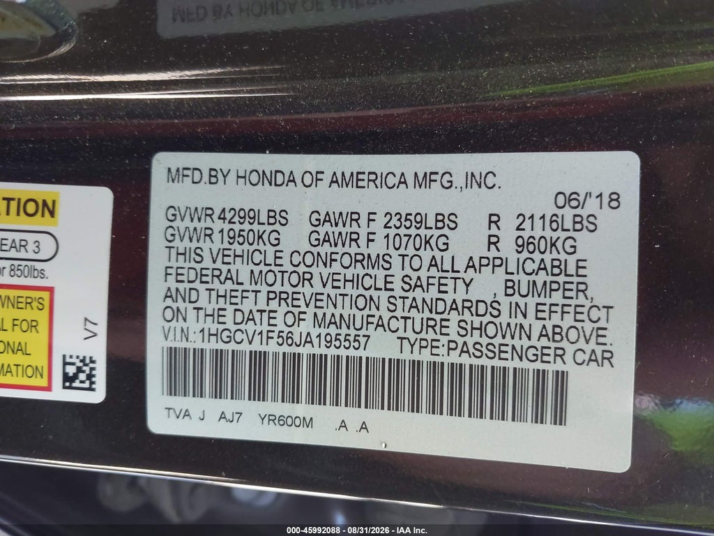 2018 Honda Accord EX-L photo 9