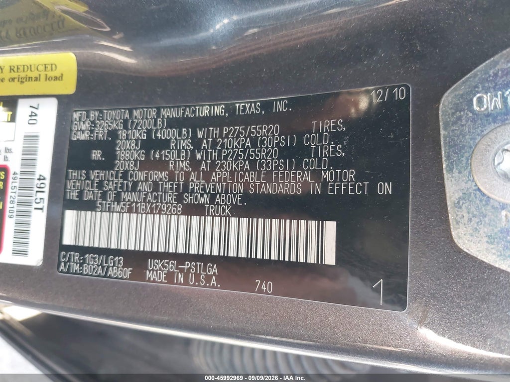 2011 Toyota Tundra Limited 5.7L V8 photo 9