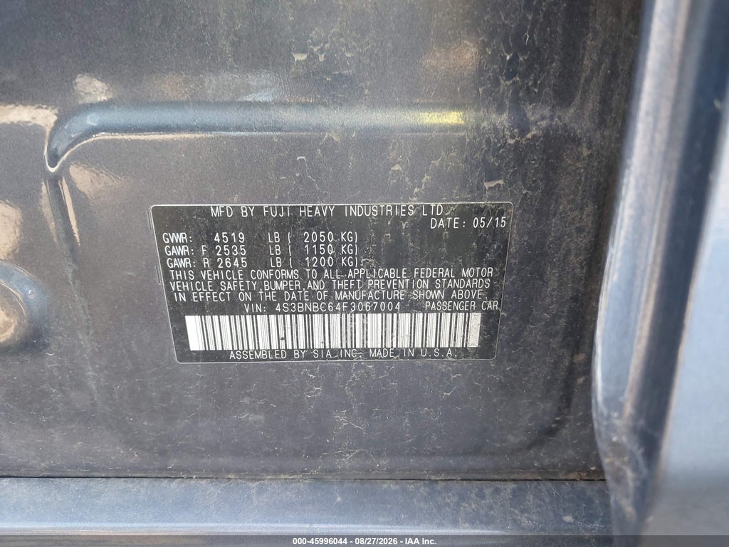 2015 Subaru Legacy 2.5I Premium photo 9