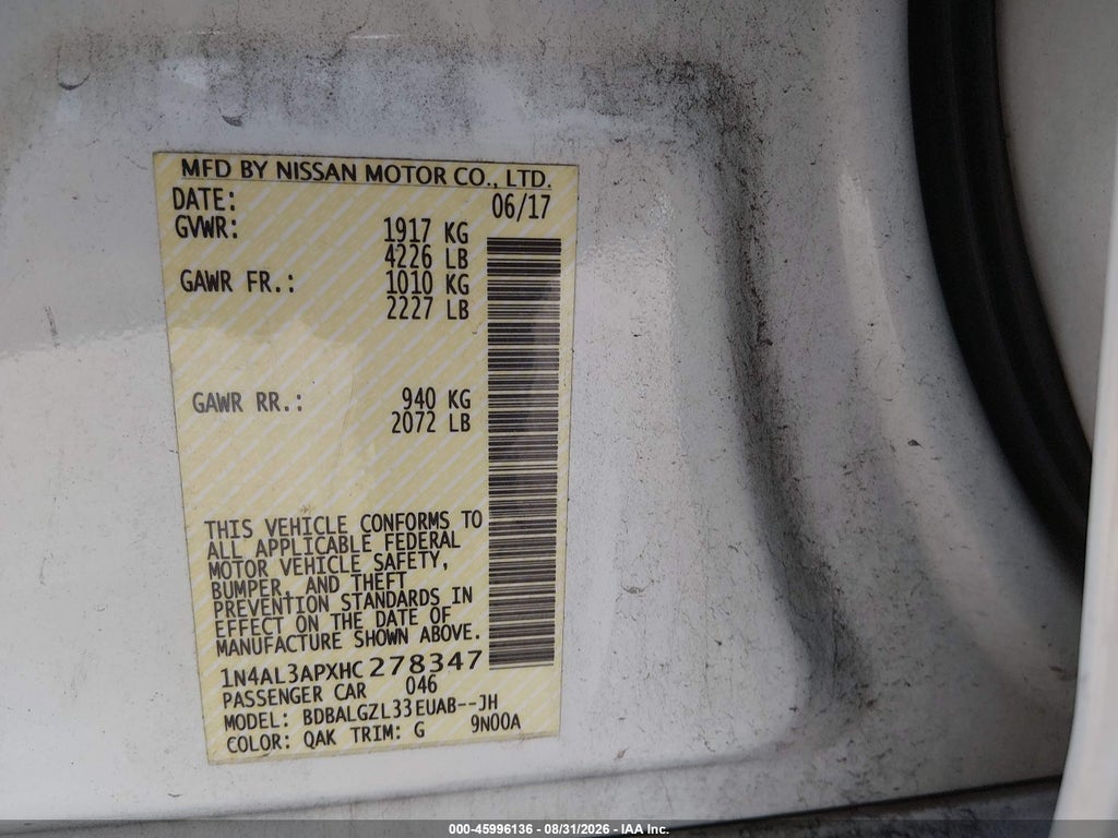 2017 Nissan Altima 2.5 S photo 9