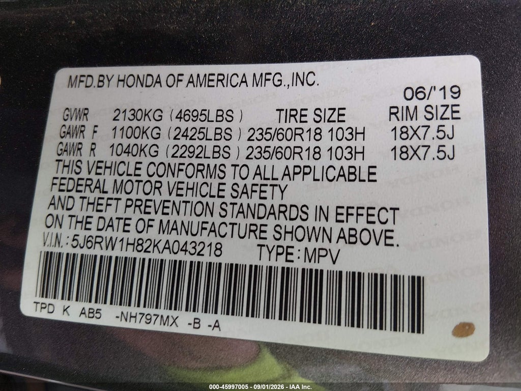 2019 Honda CR-V EX-L photo 9