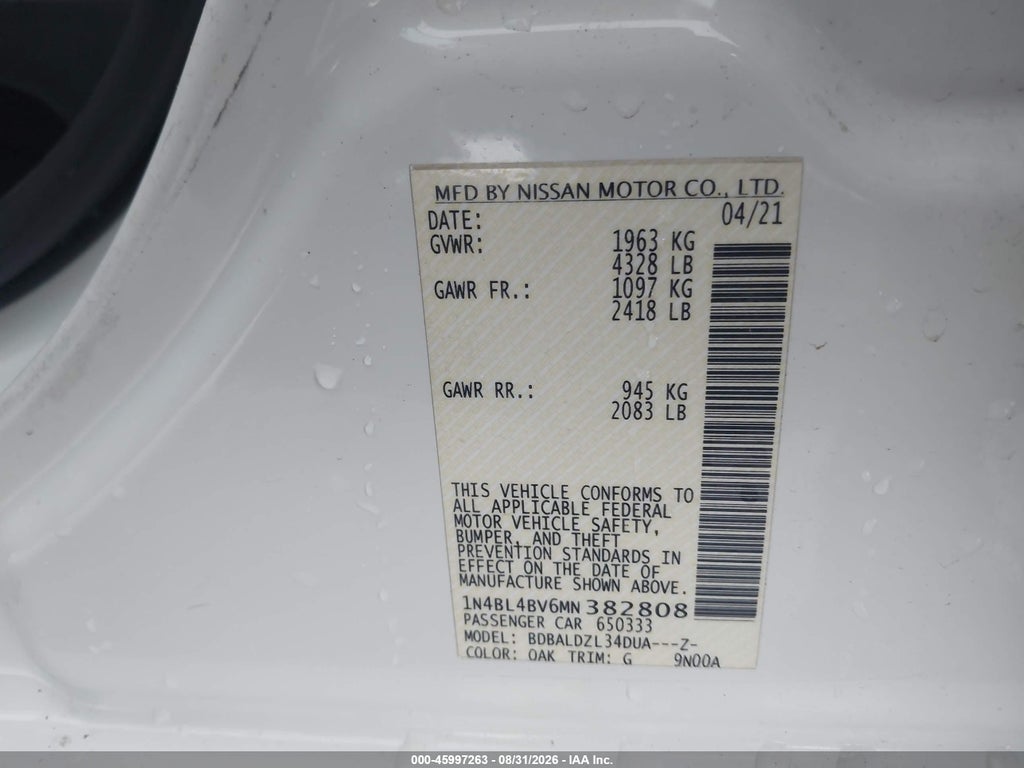 2021 Nissan Altima S FWD photo 9