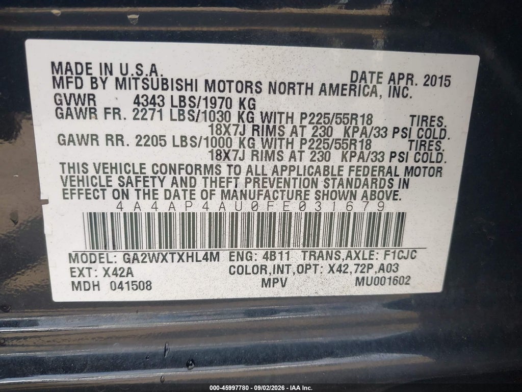 2015 Mitsubishi Outlander Sport SE photo 9
