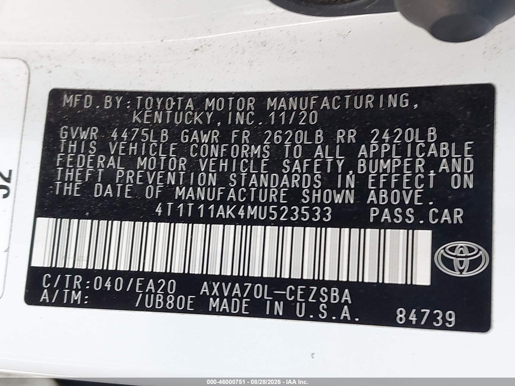 2021 Toyota Camry SE photo 9