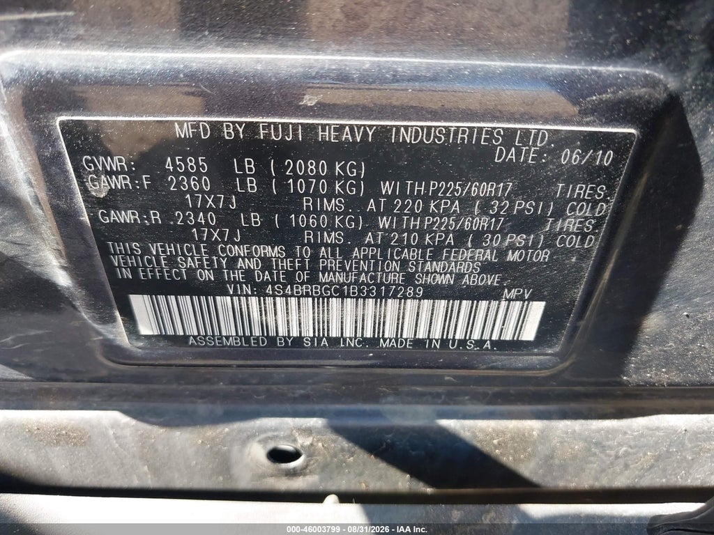 2011 Subaru Outback 2.5I Premium photo 9