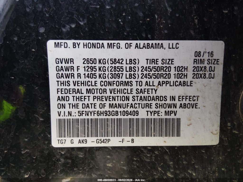 2016 Honda Pilot Touring photo 9