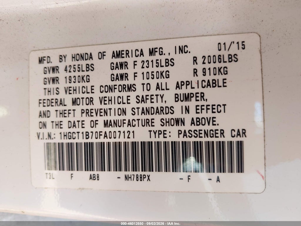 2015 Honda Accord EX photo 9