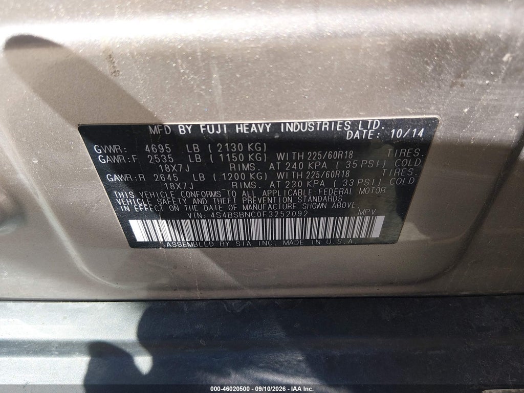 2015 Subaru Outback 2.5I Limited photo 9