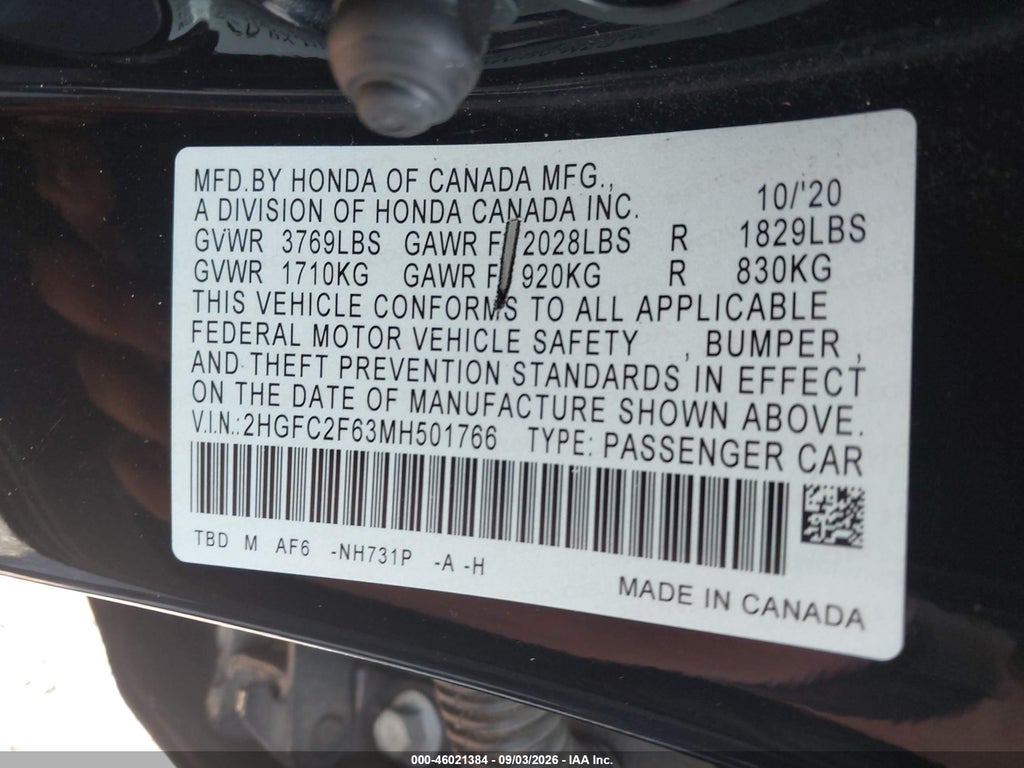 2021 Honda Civic LX photo 9