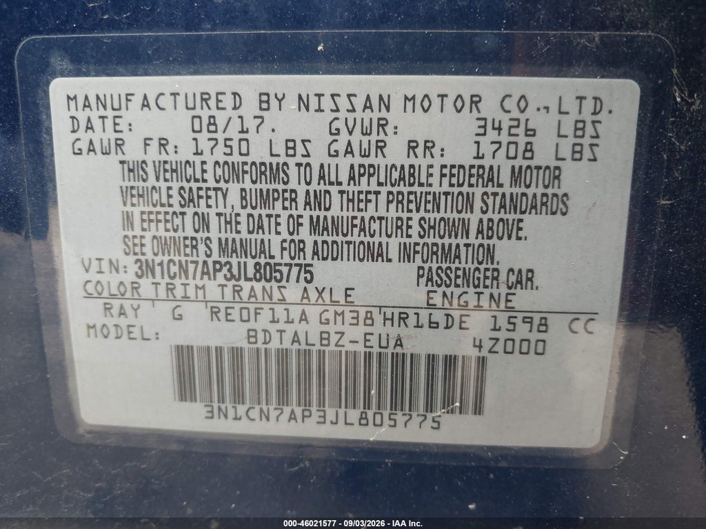 2018 Nissan Versa 1.6 SV photo 9
