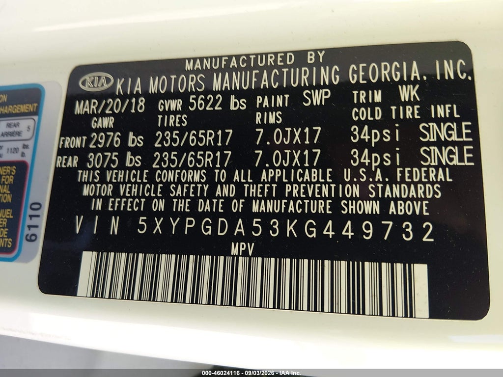 2019 Kia Sorento 3.3L LX photo 9