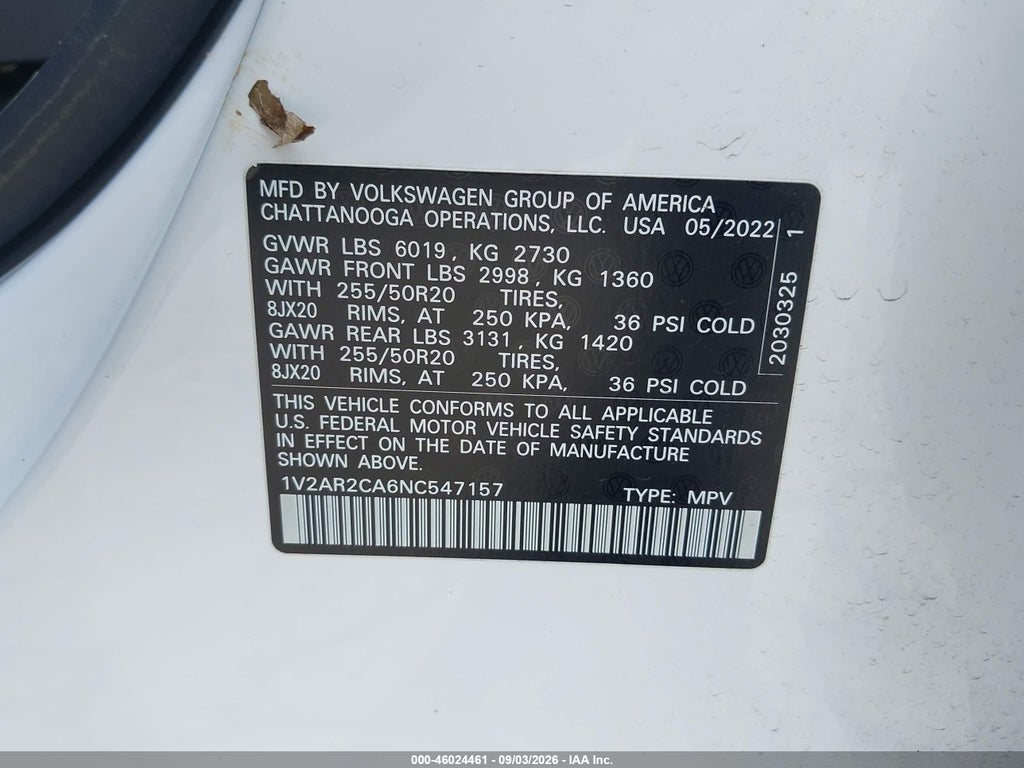 2022 Volkswagen Atlas 3.6L V6 SEL R-Line photo 9