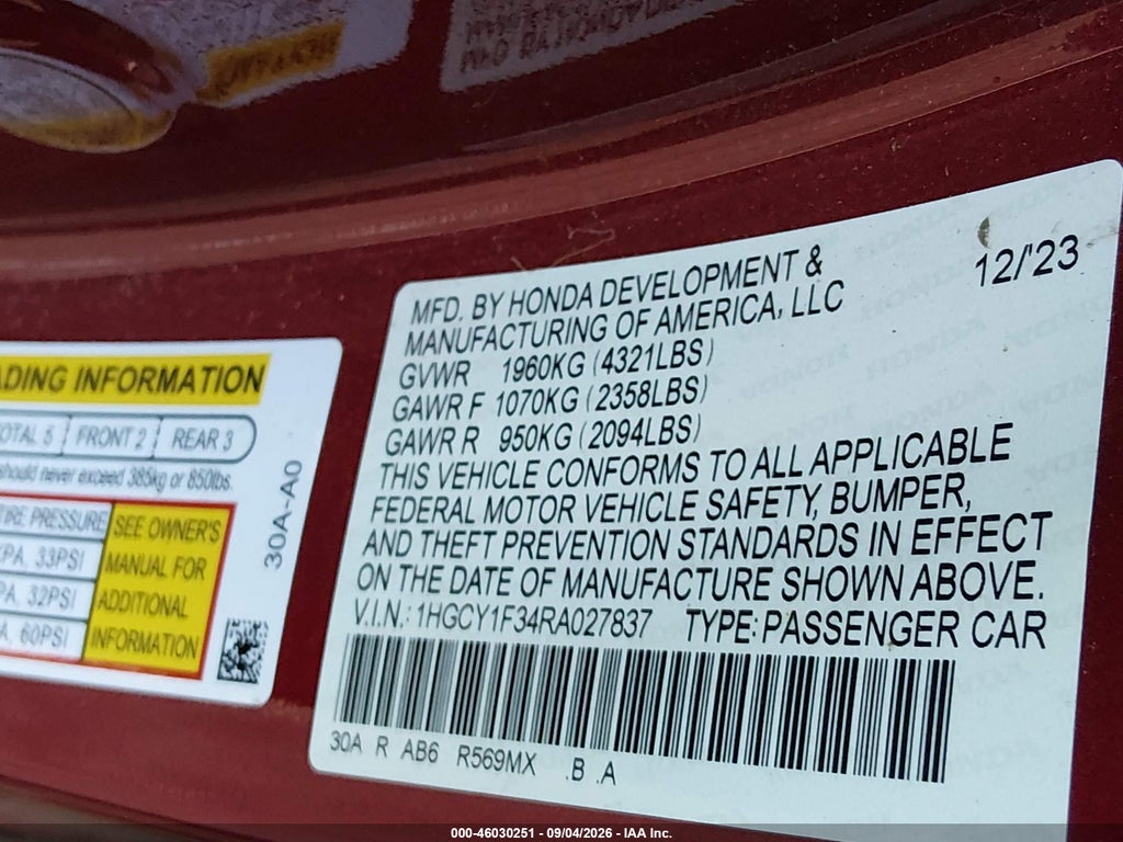 2024 Honda Accord EX photo 9