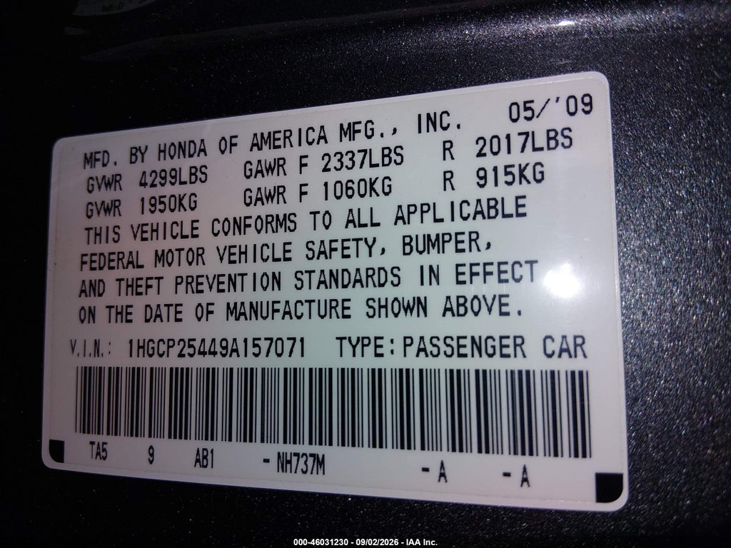 2009 Honda Accord 2.4 LX-P photo 9