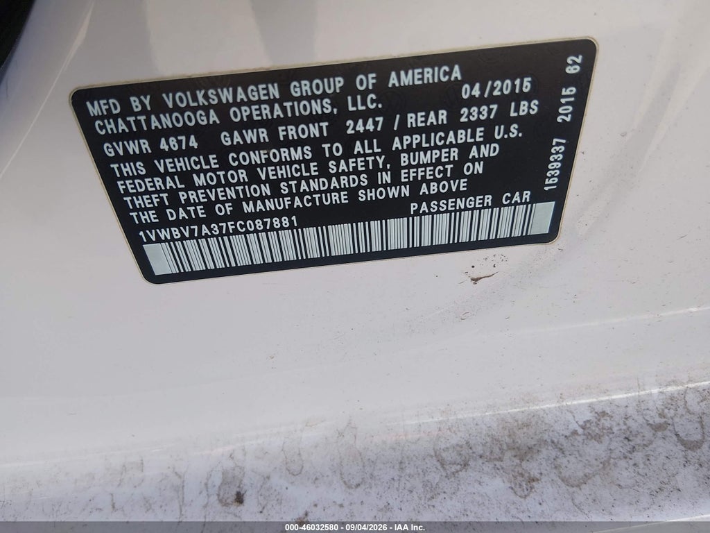 2015 Volkswagen Passat 2.0L TDI SE photo 9