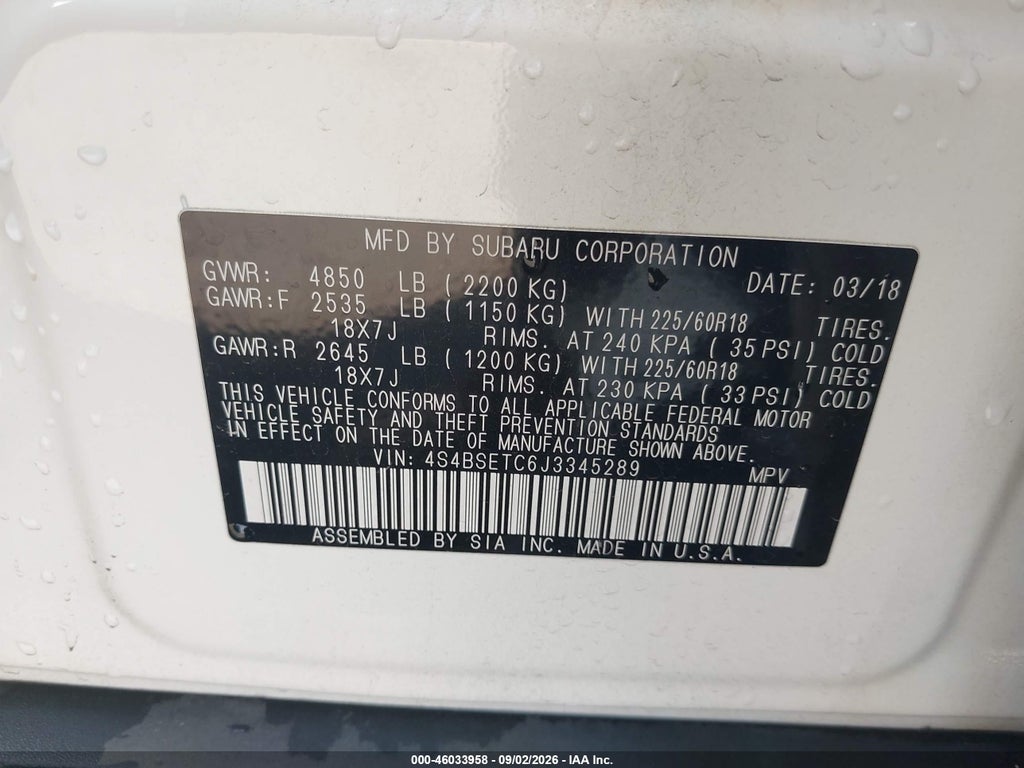 2018 Subaru Outback 3.6R Touring photo 9