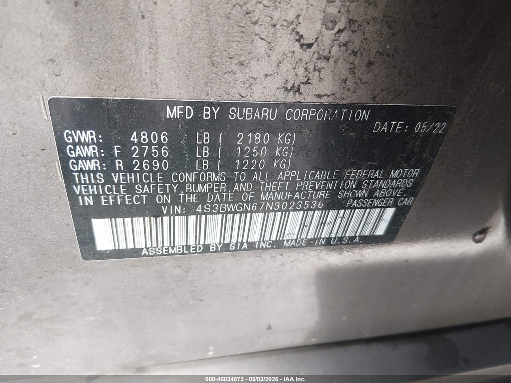 2022 Subaru Legacy Limited XT photo 9