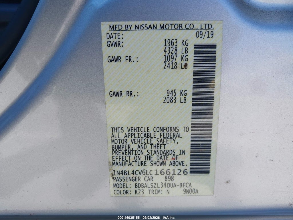 2020 Nissan Altima SR FWD photo 9