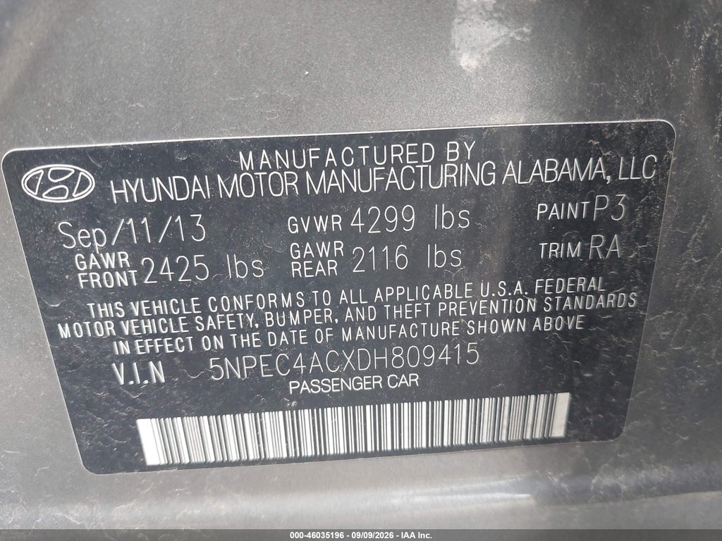 2013 Hyundai Sonata Limited photo 9