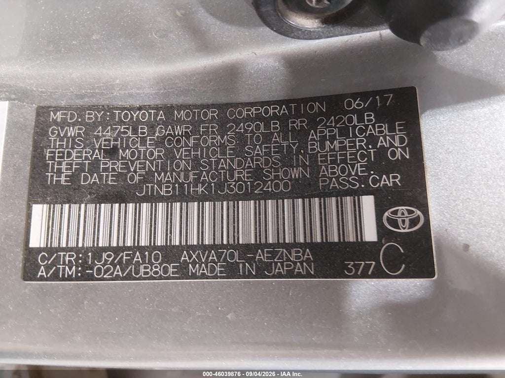 2018 Toyota Camry LE photo 9