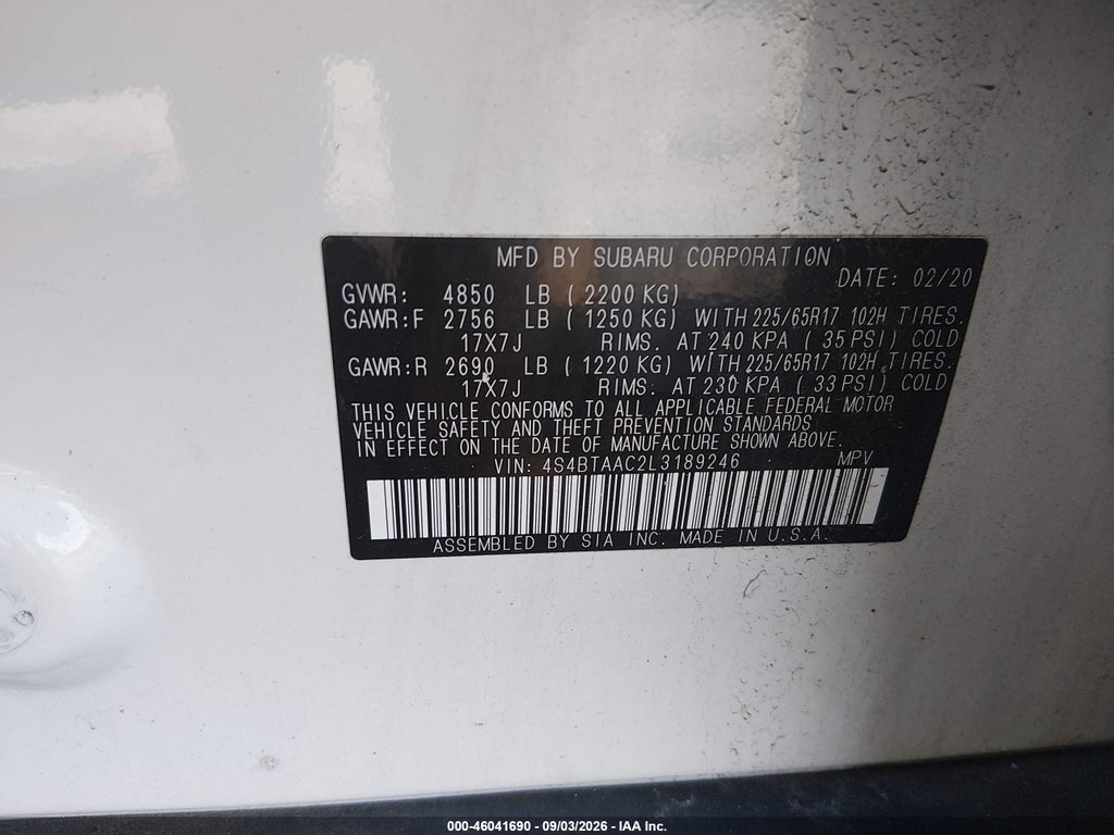 2020 Subaru Outback photo 9