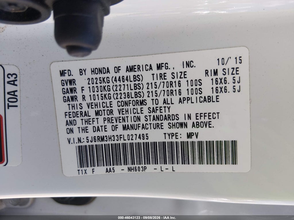 2015 Honda CR-V LX photo 9