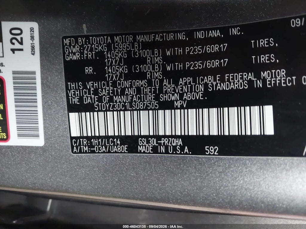 2020 Toyota Sienna XLE photo 9