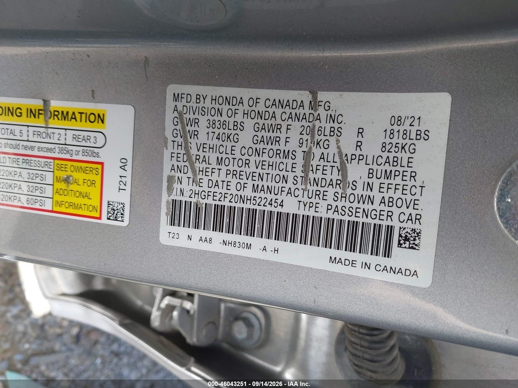 2022 Honda Civic LX photo 9