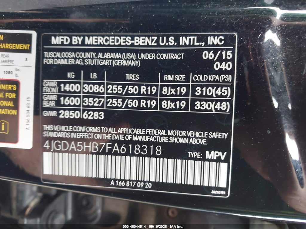 2015 Mercedes-Benz ML 350 4MATIC photo 9