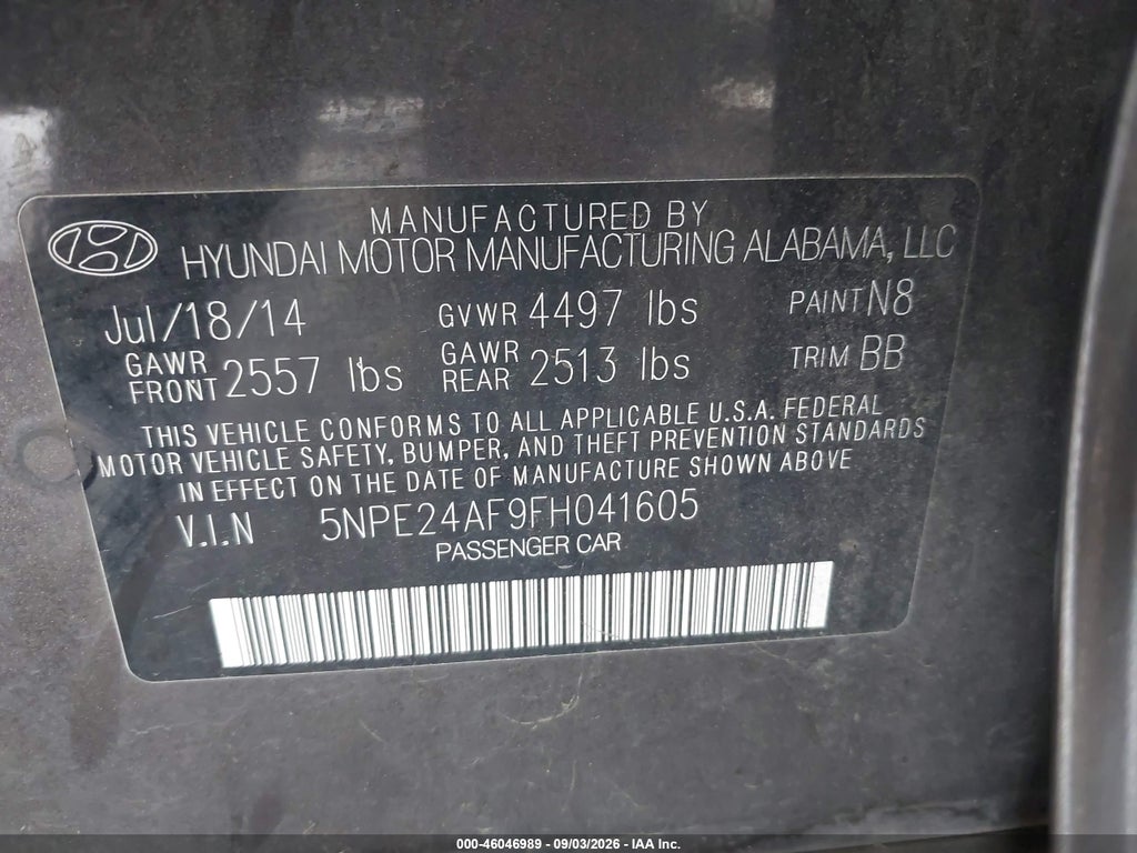 2015 Hyundai Sonata SE photo 9