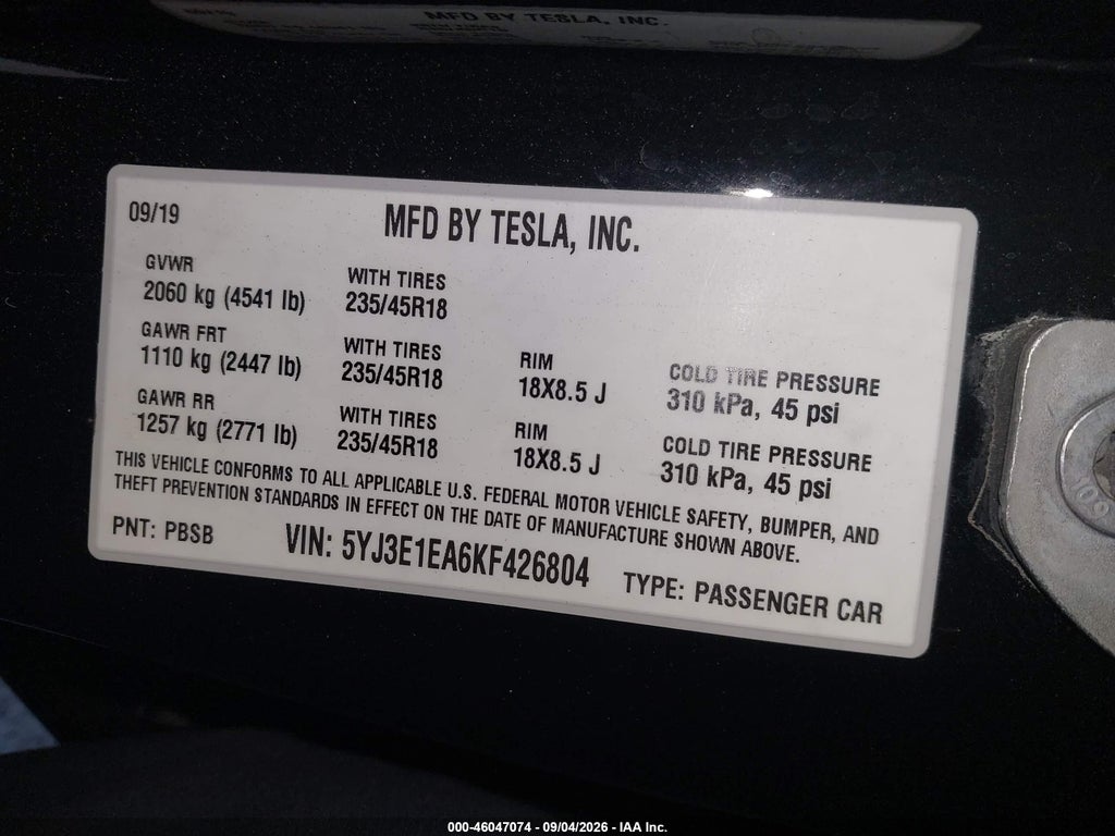 2019 Tesla Model 3 Long Range/MID Range/Standard Range Plus photo 9