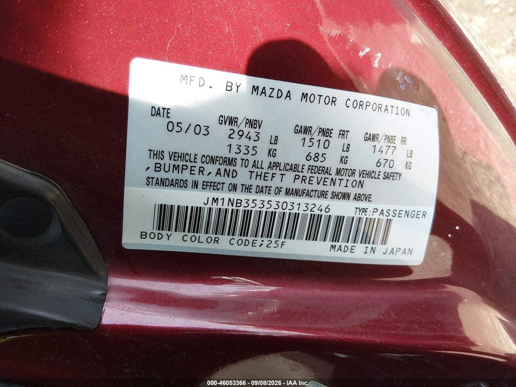 2003 Mazda MX-5 Miata Cloth/LS/SE/Shinsen photo 9