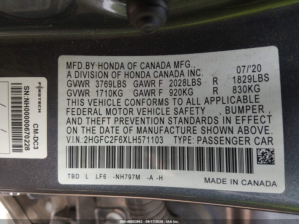 2020 Honda Civic LX photo 9