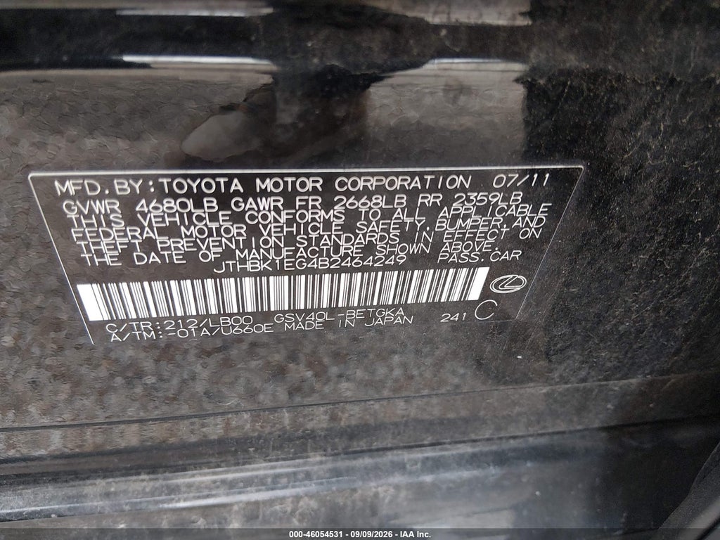 2011 Lexus ES 350 photo 9