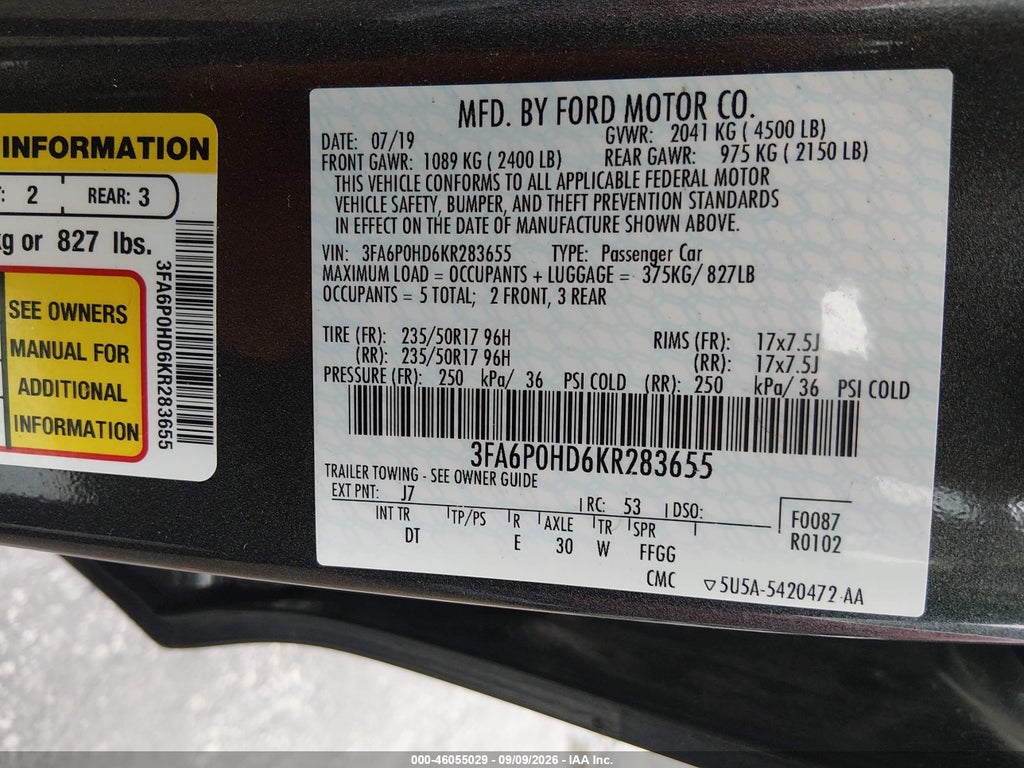 2019 Ford Fusion SE photo 9