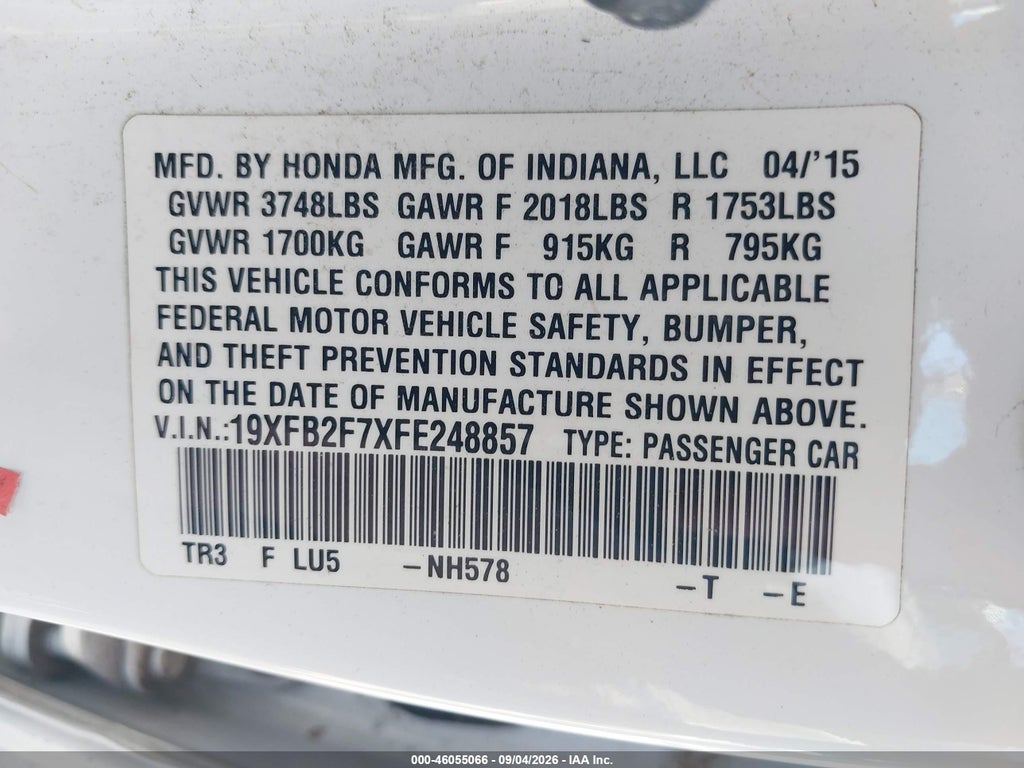 2015 Honda Civic SE photo 9