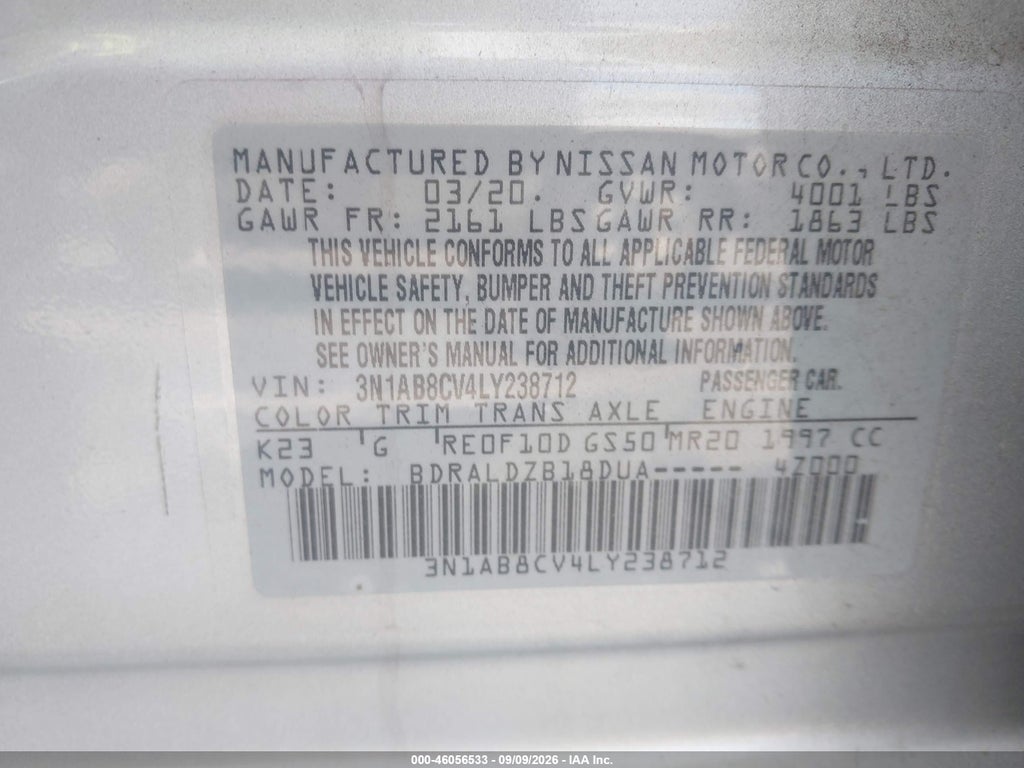 2020 Nissan Sentra SV Xtronic CVT photo 9