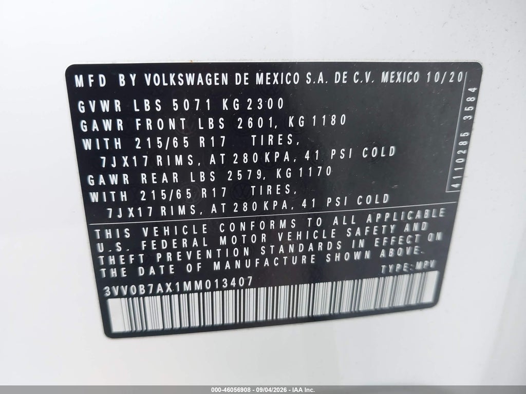 2021 Volkswagen Tiguan 2.0T S photo 9