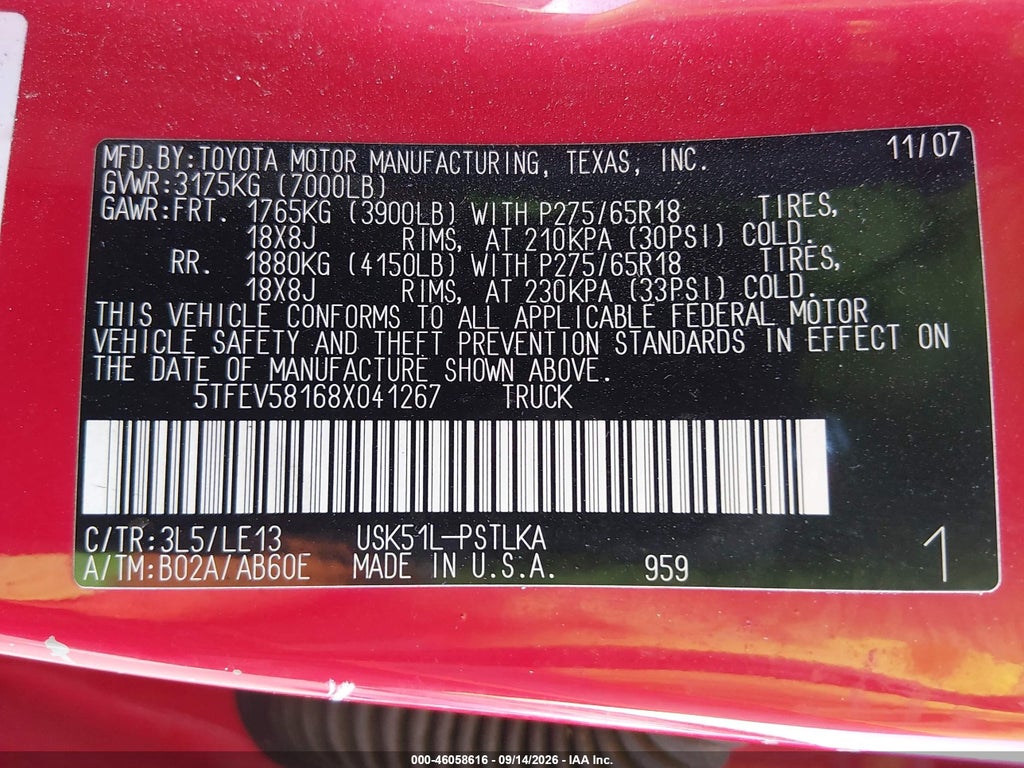 2008 Toyota Tundra Limited 5.7L V8 photo 9