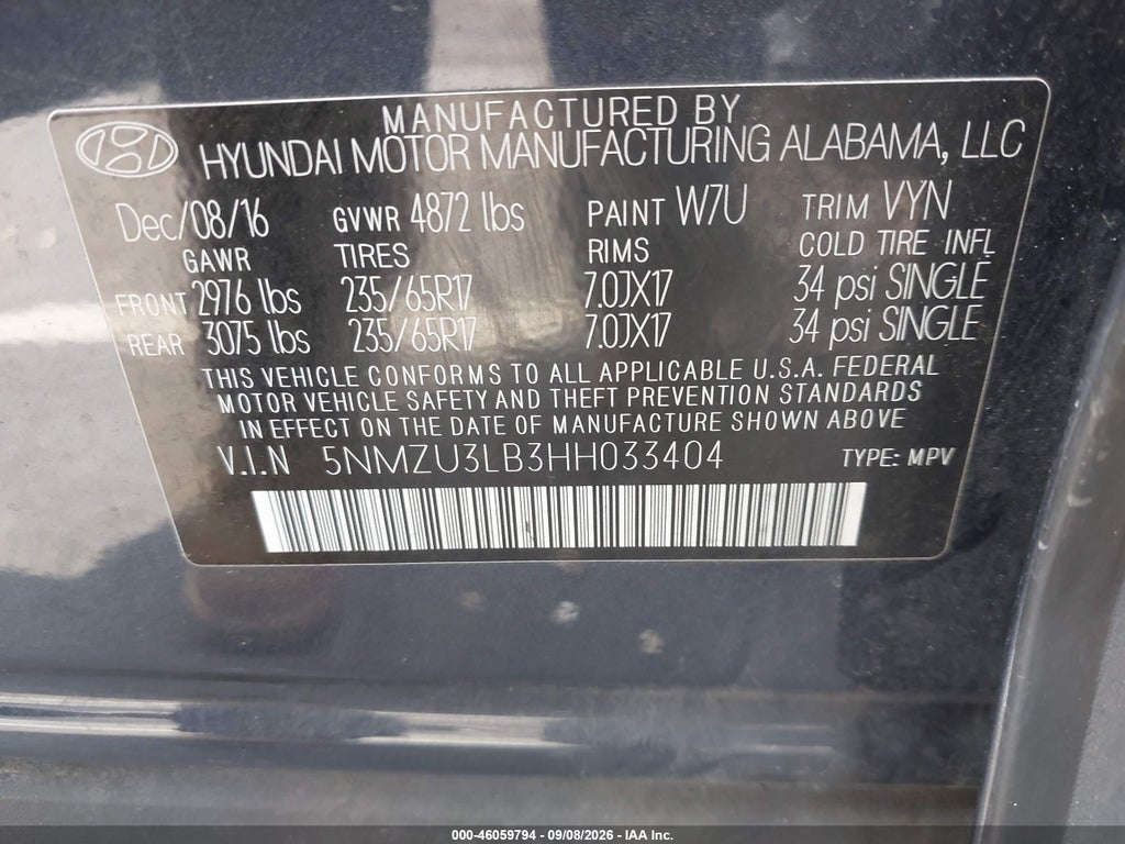 2017 Hyundai Santa FE Sport 2.4L photo 9