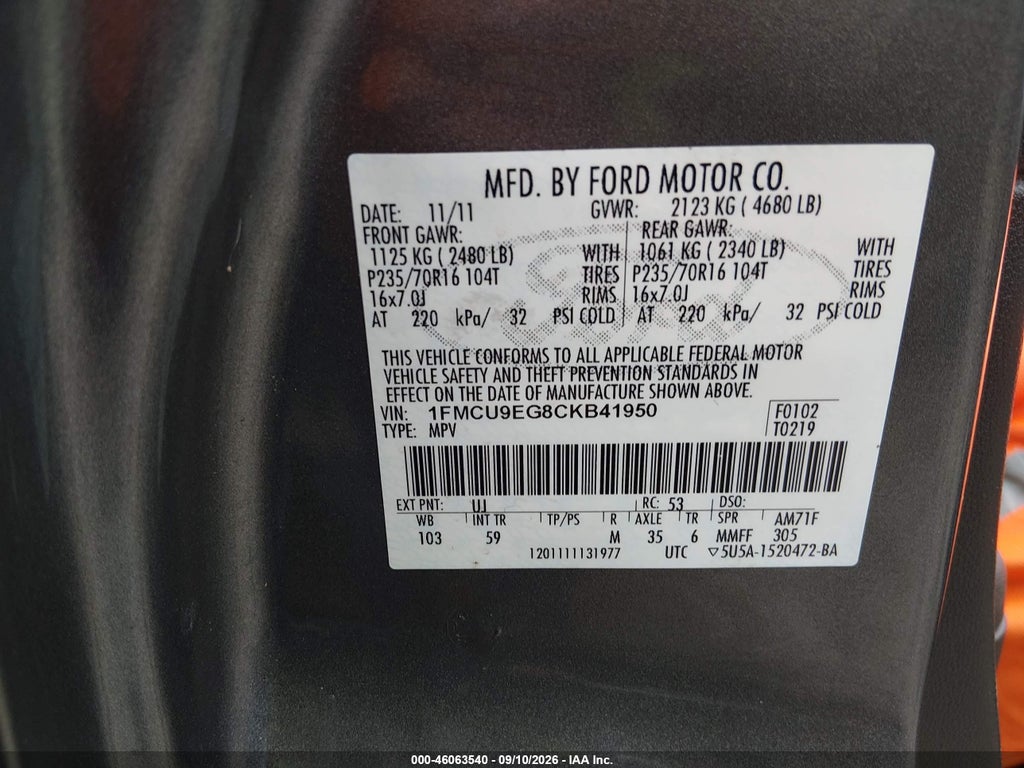 2012 Ford Escape Limited photo 9