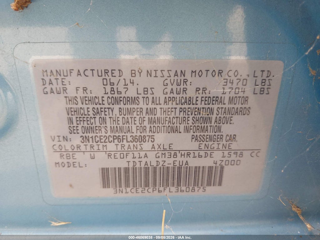 2015 Nissan Versa Note S (sr)/S Plus/SL/SR/SV photo 9