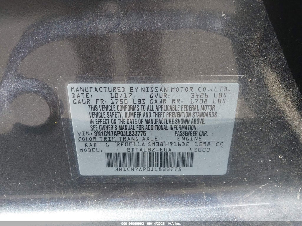 2018 Nissan Versa 1.6 SV photo 9
