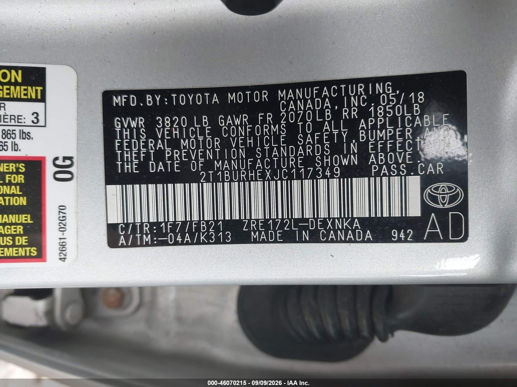 2018 Toyota Corolla LE photo 9