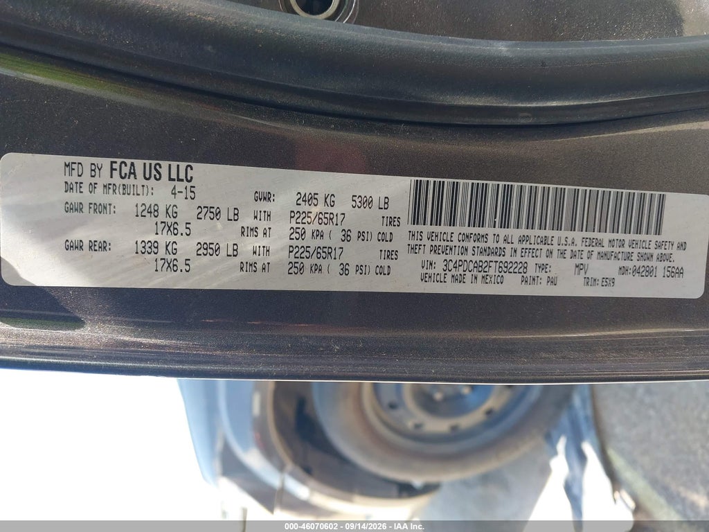 2015 Dodge Journey American Value PKG photo 9